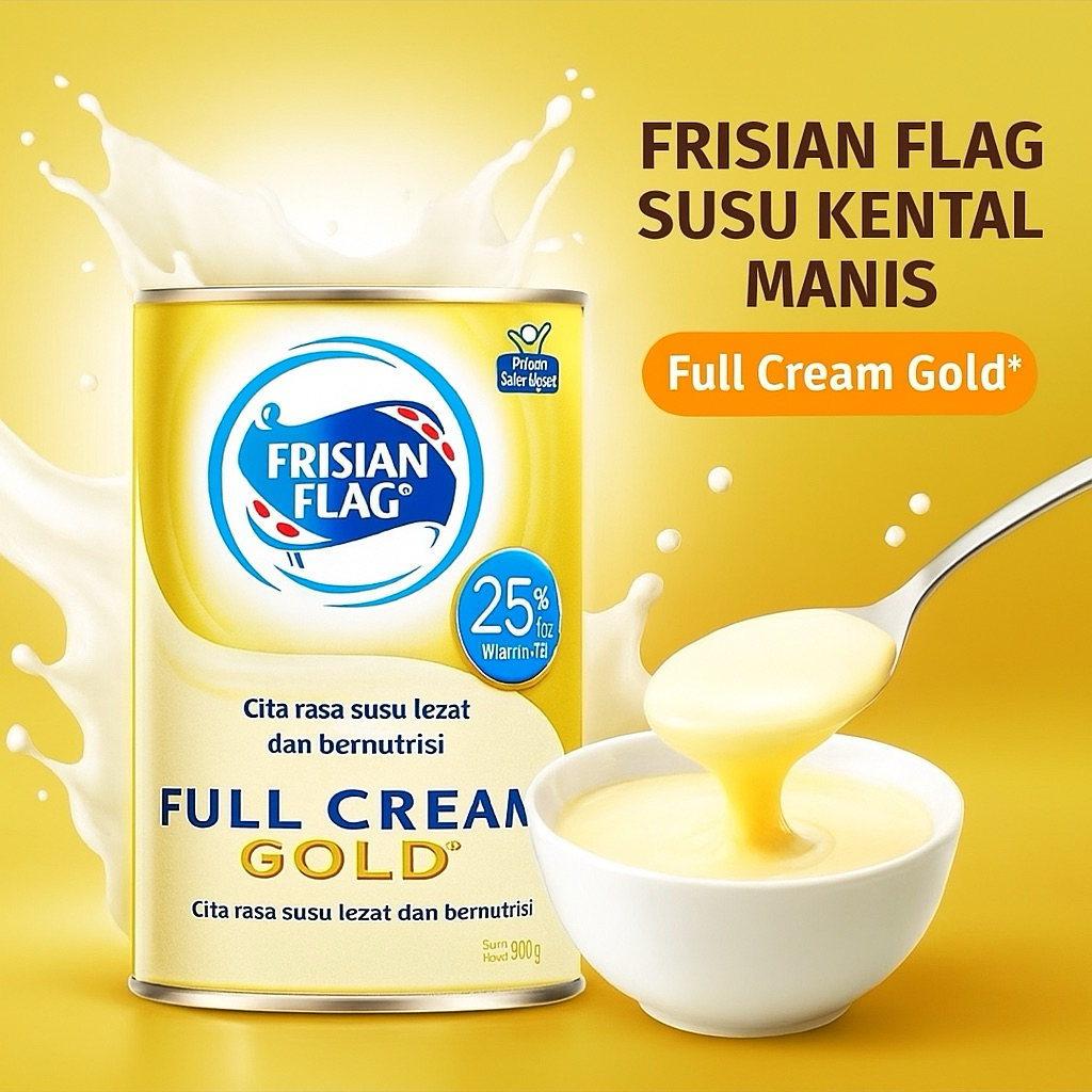 

Frisian Flag Full Cream Gold 490g – Susu Kental Manis Premium Kaleng