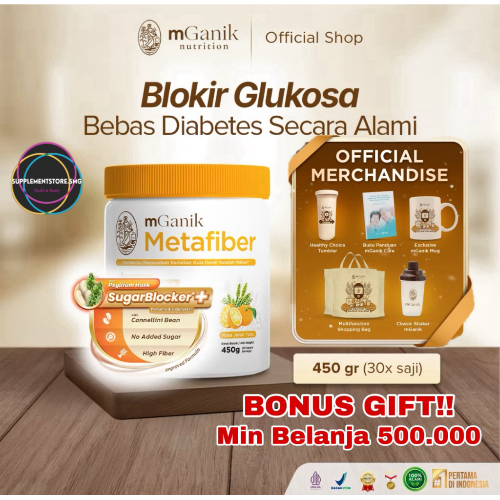 

[FREE GIFT!] mGanik Metafiber 450gr Yuzu Jeruk SUGAR BLOCKER+ Suplemen Serat Diabetes Fiber HALAL BPOM