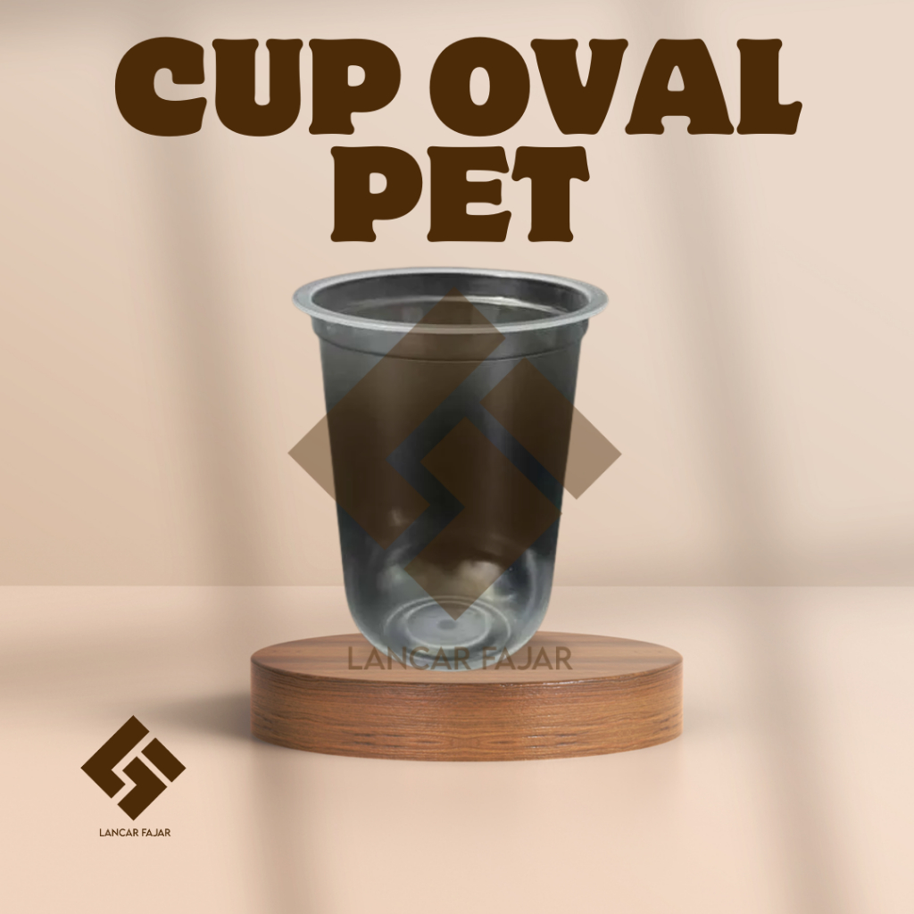 [50 biji] cup oval PET / gelas plastik PET / gelas oval merk starindo gelas injection / gelas bening