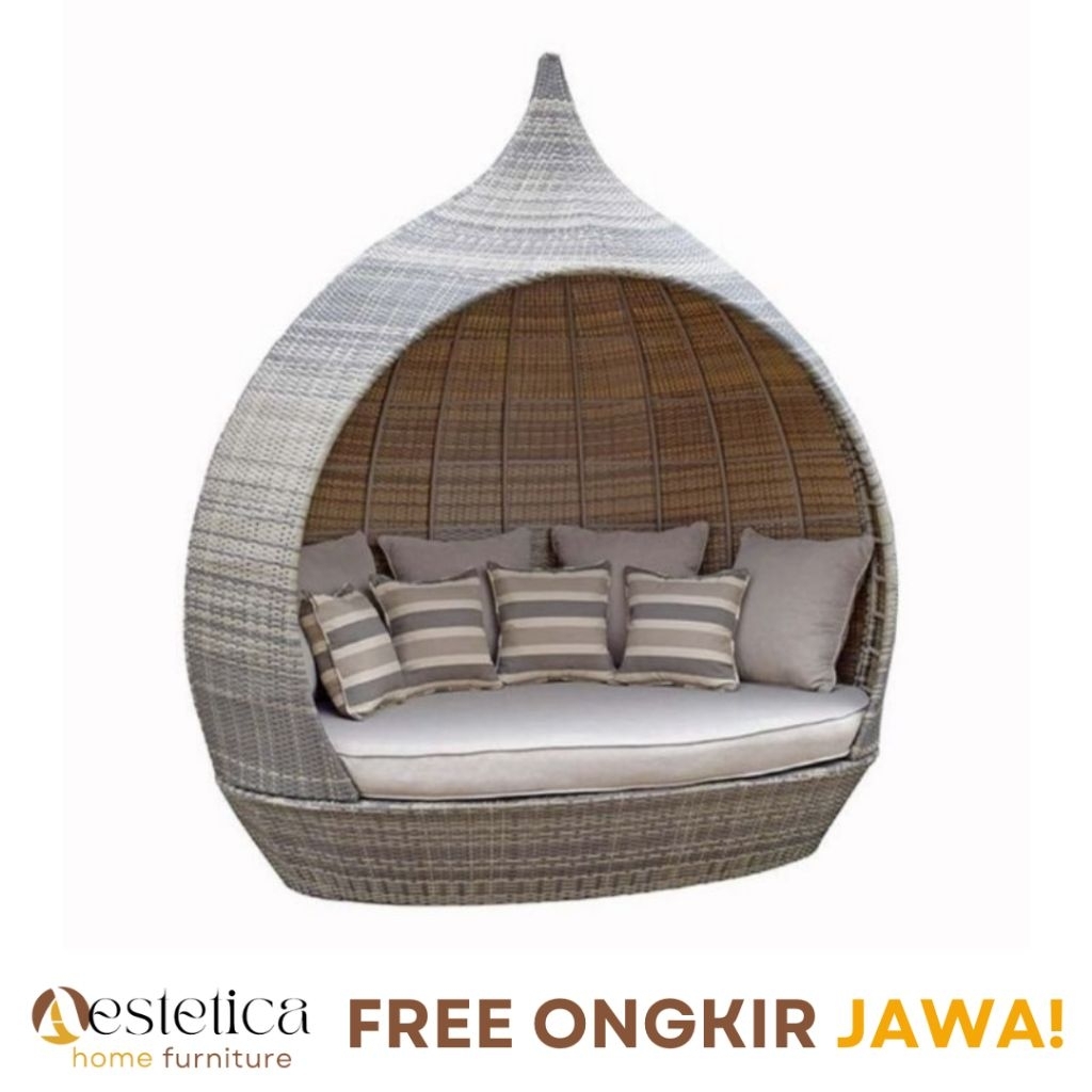 (FREE ONGKIR JAWA) DAYBED ROTAN CUSTOM UKURAN & MODEL / SOFA KOLAM ROTAN SINTETIS By Aestetica Furni