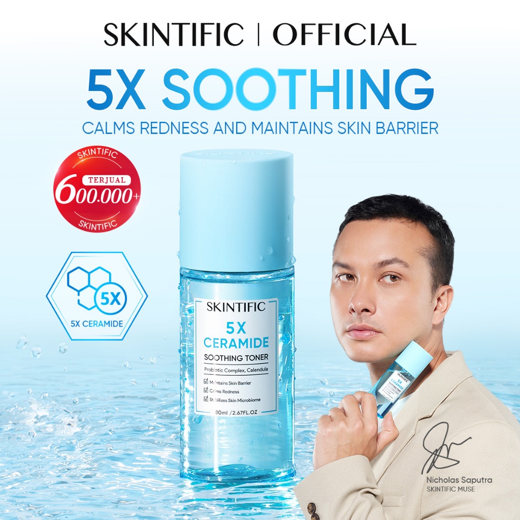 SKINTIFIC - 5X Ceramide Soothing Calming Essence Toner Wajah | Redness Sensitive Skin Barrier Improv