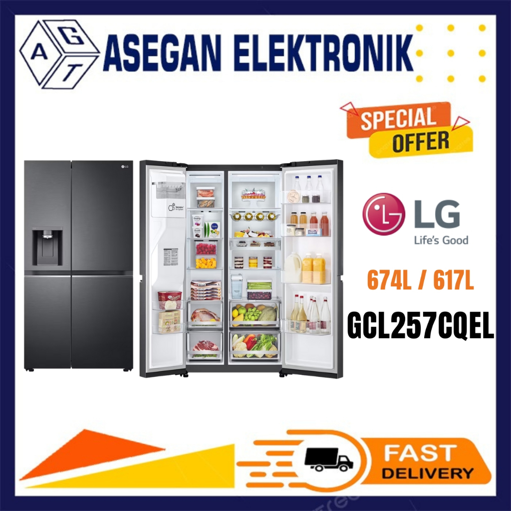 KULKAS LG GCL257CQEL KULKAS SIDE BY SIDE INVERTER GC-L257CQEL  257CQEL KULKAS LG SIDE BY SIDE ICE MA