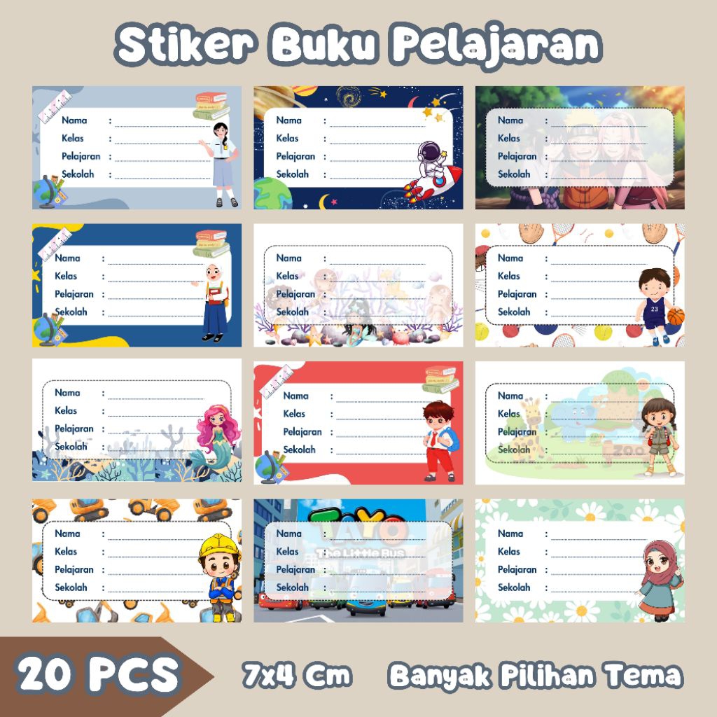 

Label Nama Buku Pelajaran 4x7cm | Desain Karakter Lucu & Kartun Variatif untuk Anak Sekolah