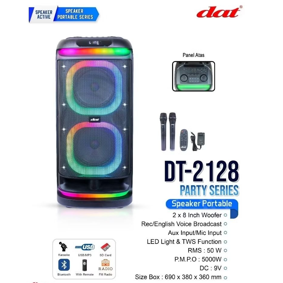 SPEAKER TROLLEY DOUBLE SPIKER TROLI DOBEL TRENDY DAT DT 2128 DT2128 PARTY SERIES CAKEP ACTIVE PORTAB