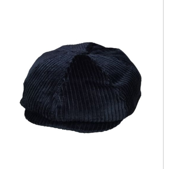 Topi klasik Gatsby hat corduroy hitam premier