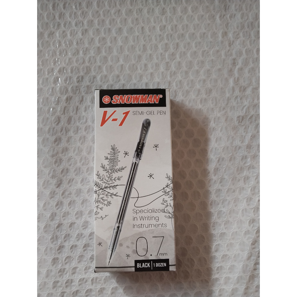 

12pc Pulpen Snowman V1 Semi Gel Pen Hitam 0.7mm
