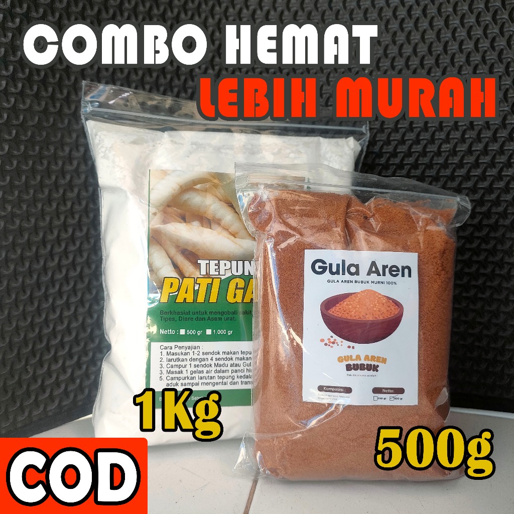 

TEPUNG GARUT 1KG + GULA AREN 500gram, Kualitas Premium.