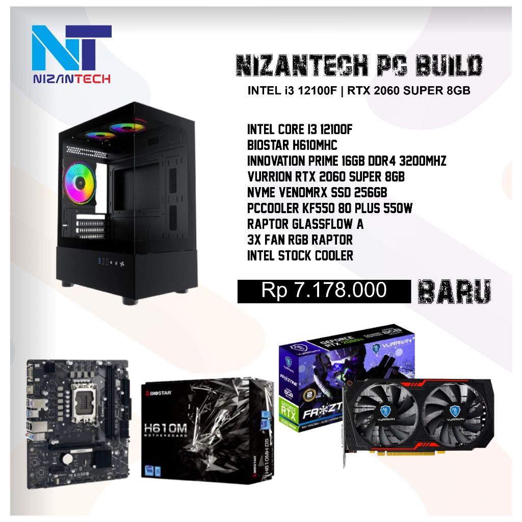 PC RTX 2060 SUPER | i3 12100F | Komputer Gaming Rendering Editing