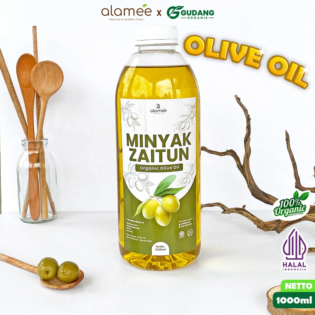 

ALAMEE Minyak Zaitun Extra Virgin Olive Oil Pure Organic Murni EVOO Kesehatan dan Kecantikan 1L