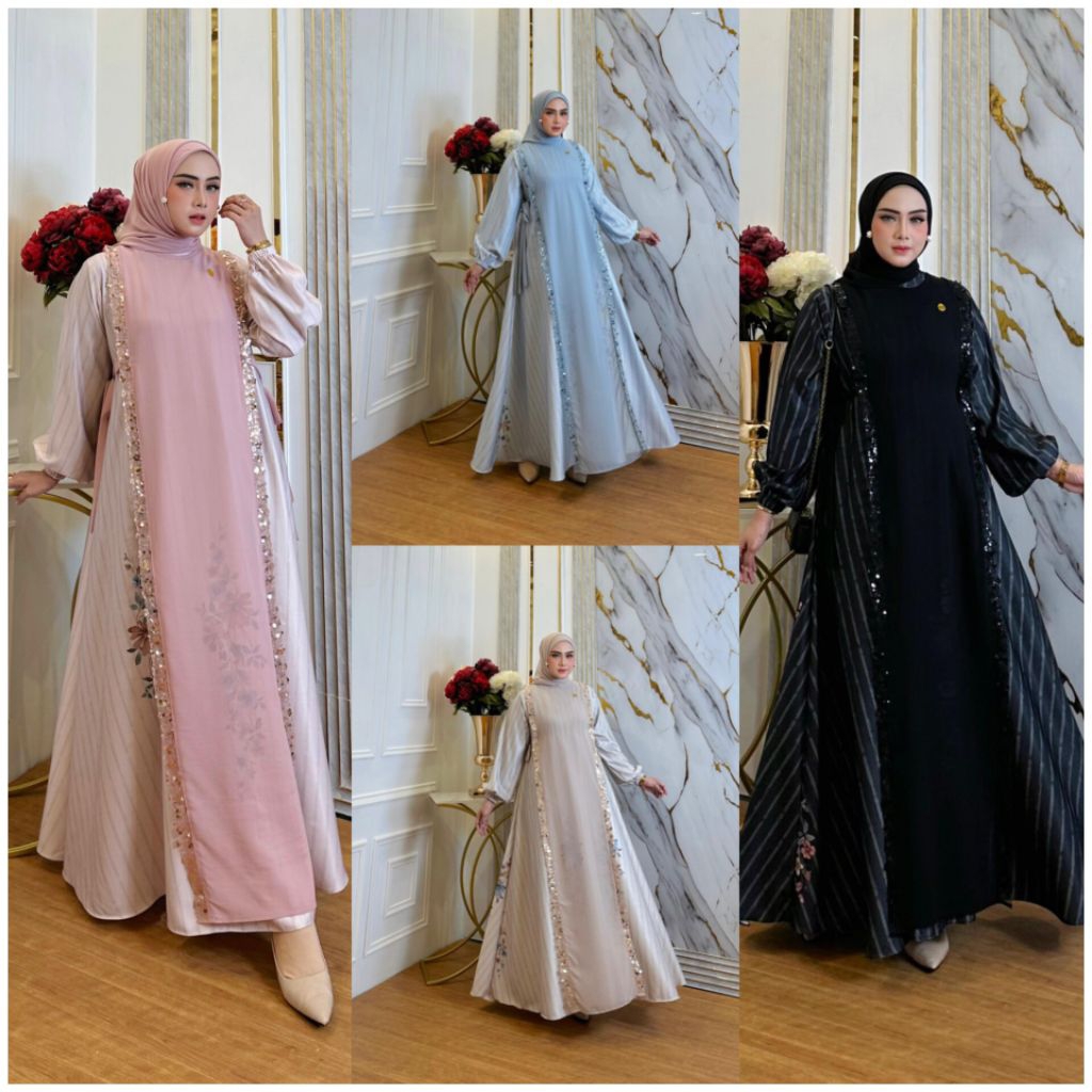 Gamis terbaru Alira dress set 3in1 by Nona original 100%