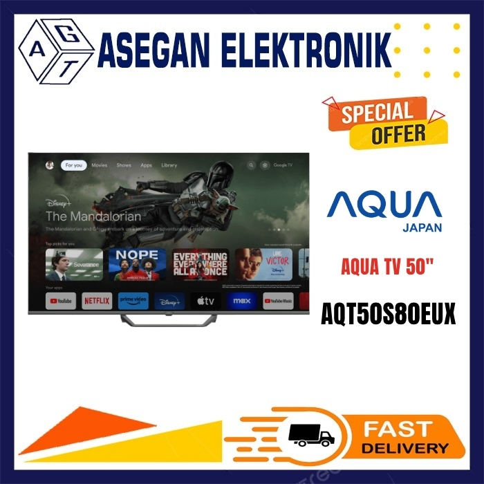 GOOGLE TV AQUA 50 INCH LQLED AQT50S80EUX QLED TV 50 INCH 4K AQT50S80 QLED TV AQUA GOOGLE 50" AQT50S8