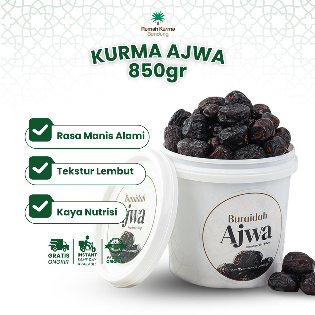 

Kurma Ajwa Nabi Asli Madinah Kemasan Ember 850 gr