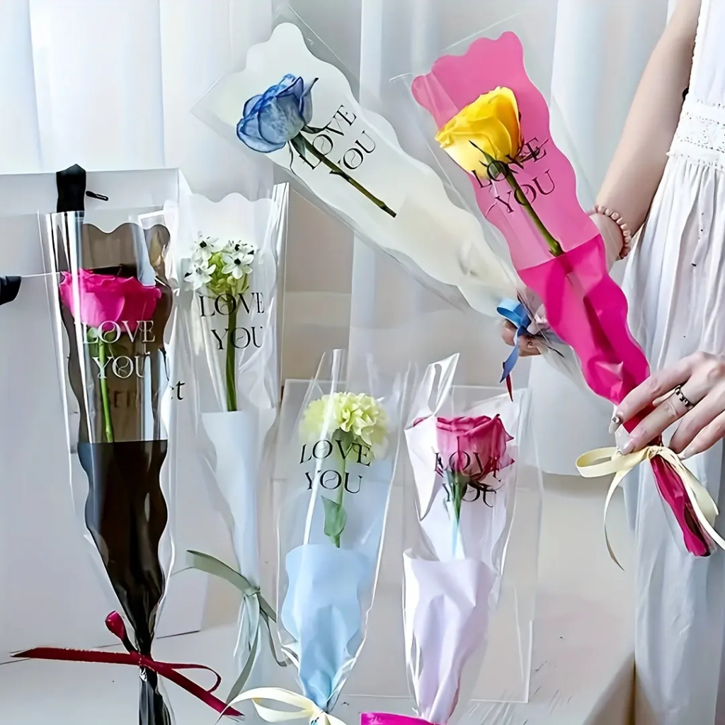 

(PACK) Love You Cellophane Single Rose / Plastik Bungkus Bunga