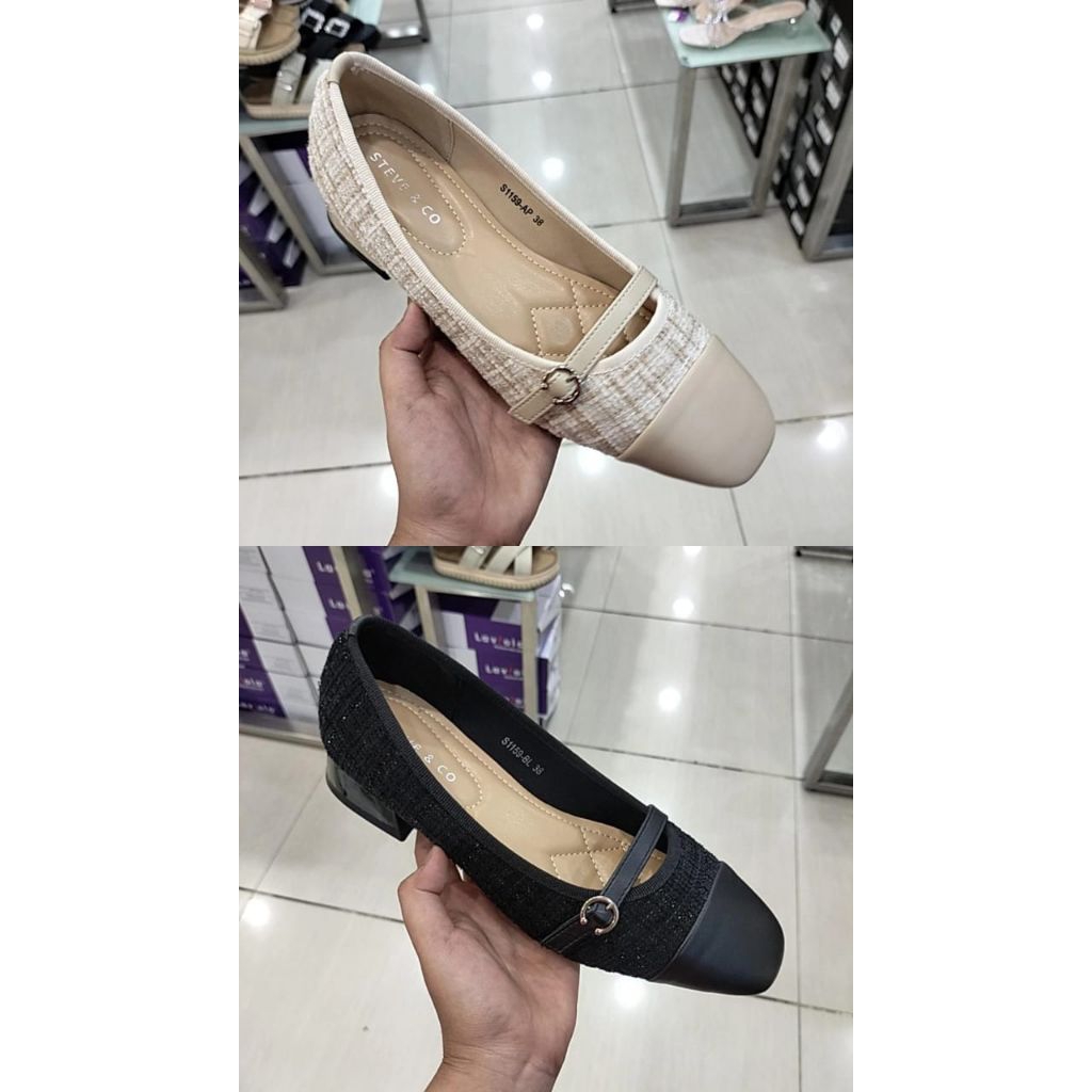 Sepatu pantofel wanita brand STEVE&CO hak kotak (36-40)