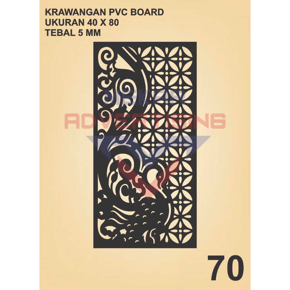 KRAWANGAN PVC BOARD HITAM  / ORNAMEN PVC FOAM BOARD HITAM TEBAL 5MM MODEL 70 UKURAN 40X80