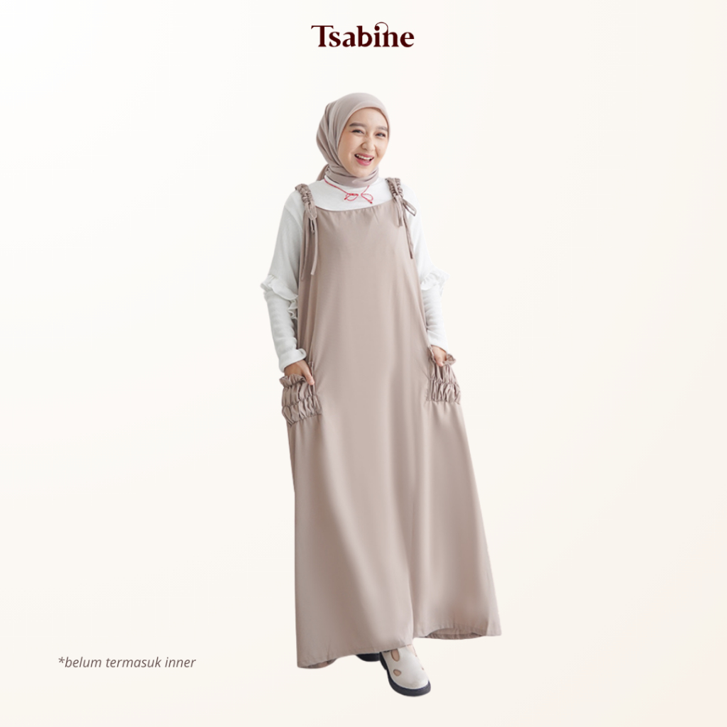 (Overall Saja) Keiko Overall Gamis Wanita Baju Kodok Katun Toyobo Polos Saku Korean Style