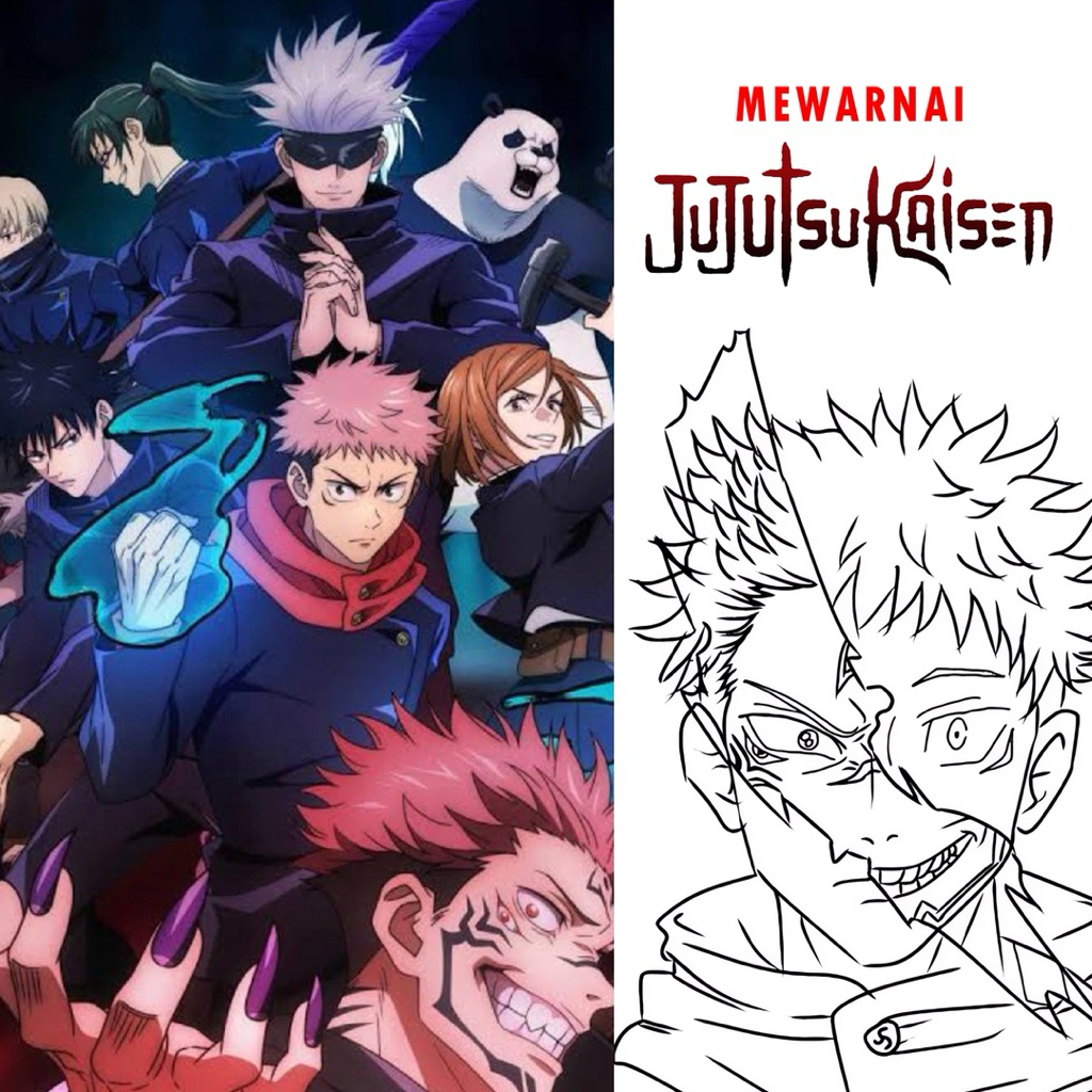 

15 Lembar A5 | Kertas Mewarnai tema JUJUTSU KAISEN | 15 Kertas gambar berbeda
