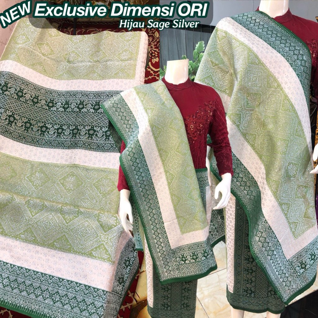 NEW Exclusive Songket Dimensi ORI /Hijau Sage/ Songket Panca Warna Dimensi/ songket tenun asli palem