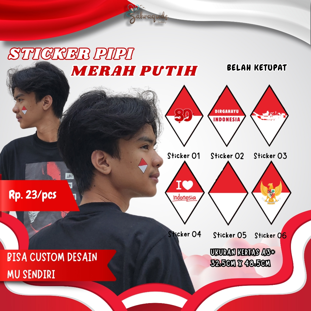 

Stiker Pipi merah putih Diamond-belah ketupat-intan Tema Kemerdekaan – Custom + cutting