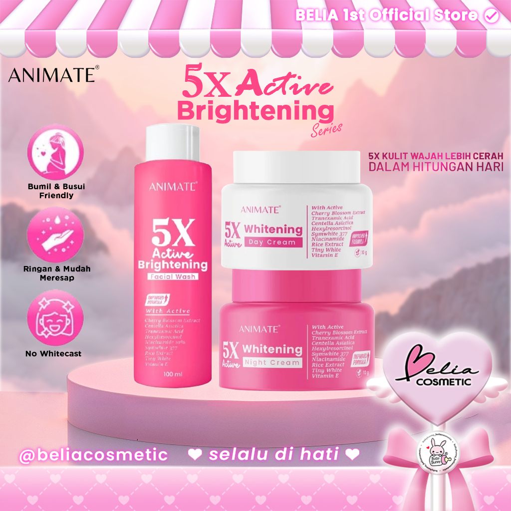 ❤ BELIA ❤ ANIMATE 5x Active Brightening Skincare Series | Facial Wash | Day Cream | Night Cream