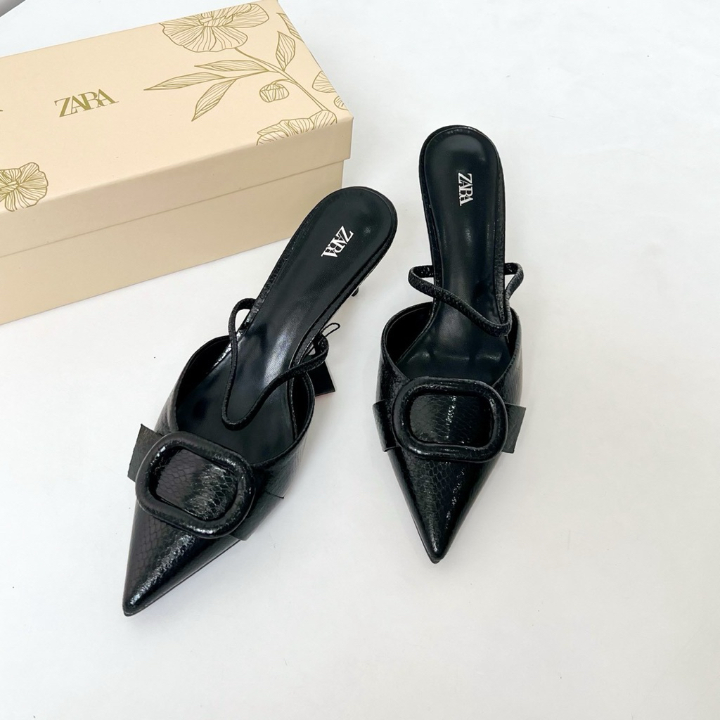 Sepatu sandal zara heels 4 cm hitam
