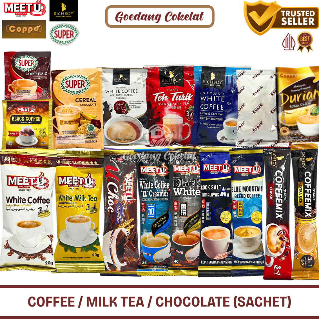 

Kopi Malaysia Sachet Meet U Richboy Coppo Super Coffee Tree Penang Instant White Coffee 3IN1 2IN1