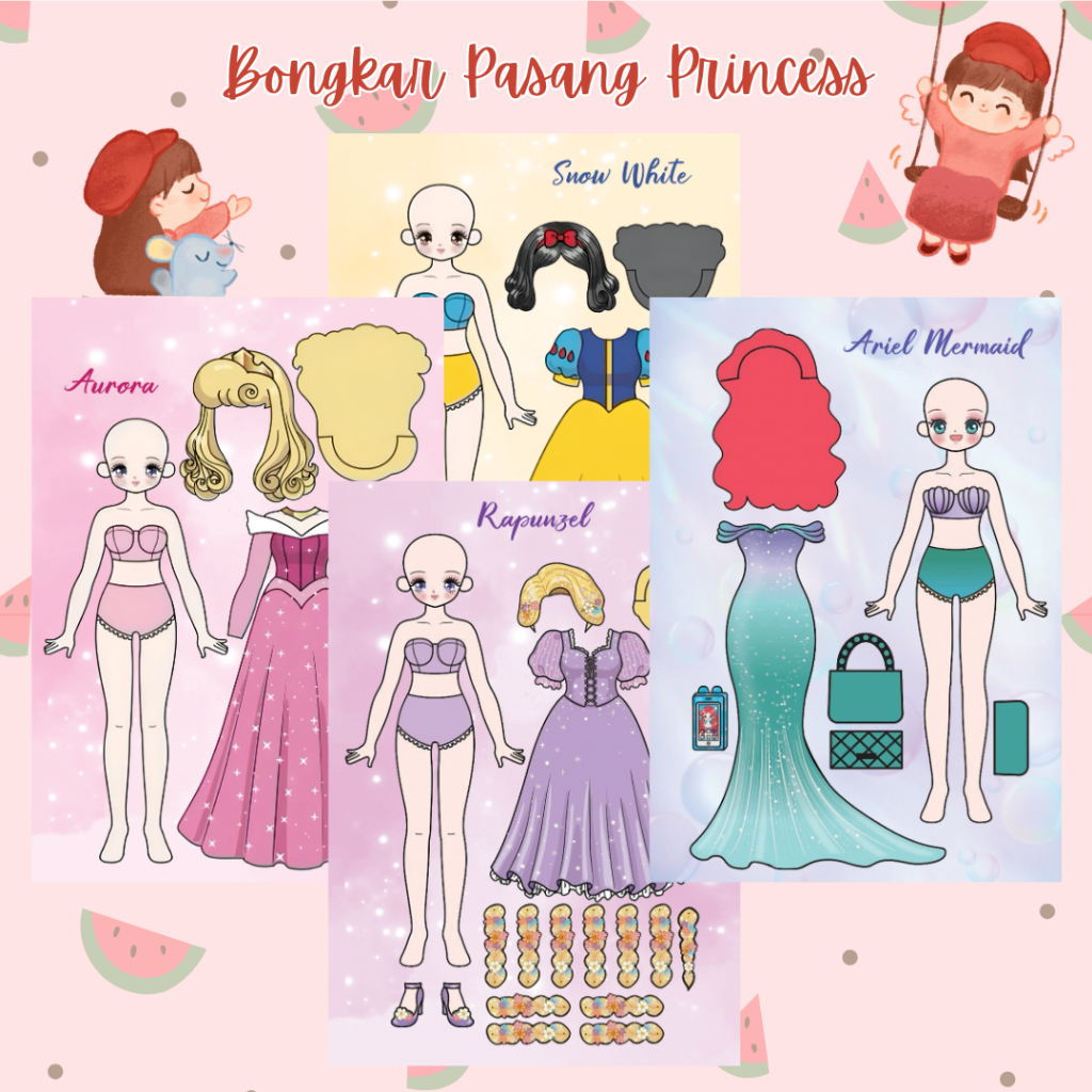 Bongkar pasang lucu / Paper Doll / BP-BPan / kertas mainan BP / Bongkar pasang princess / mainan ana