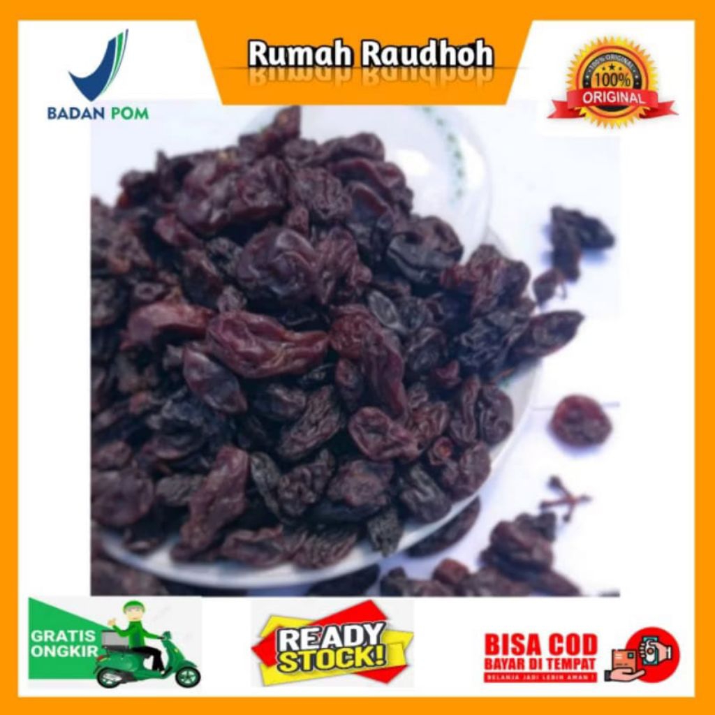 

KISMIS HITAM BLACK RAISIN - DARK RAISIN ORIGINAL, CEMILAN KAYA MANFAAT
