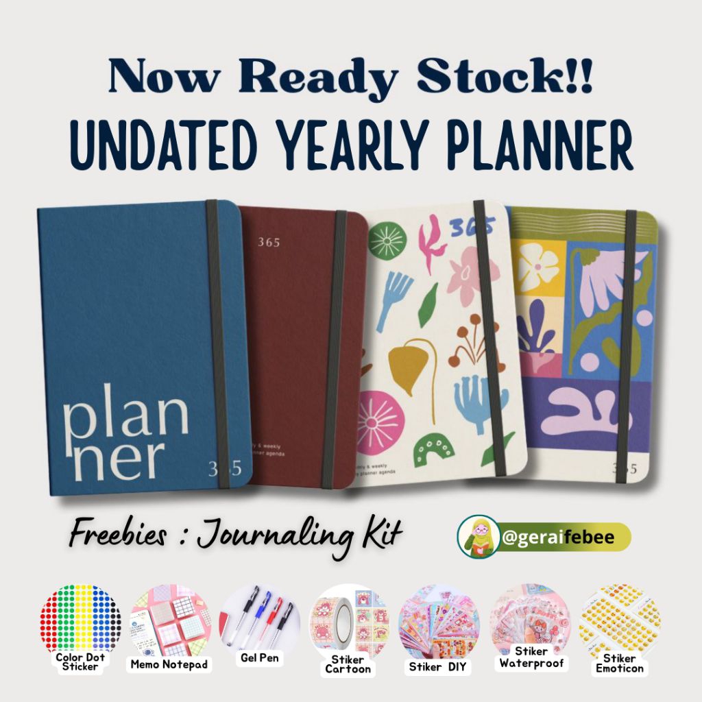 

[Freebies : 7 Journaling Kit] Undated Yearly Planner by RA Planner / buku agenda tahunan (12 bulan) untuk muslim