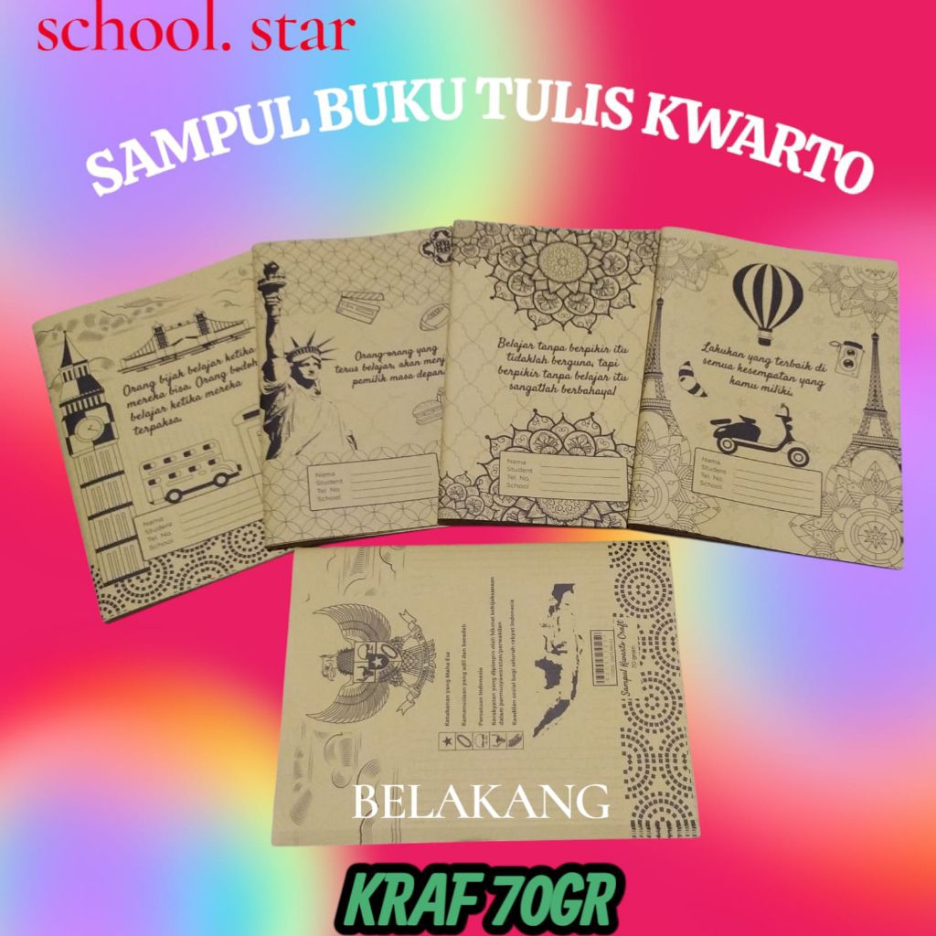 

(ISI 20 LEMBAR) Sampul Buku Kertas KWARTO / SAMPUL BUKU TULIS KWARTO KRAFF 70GRAM (TMT)