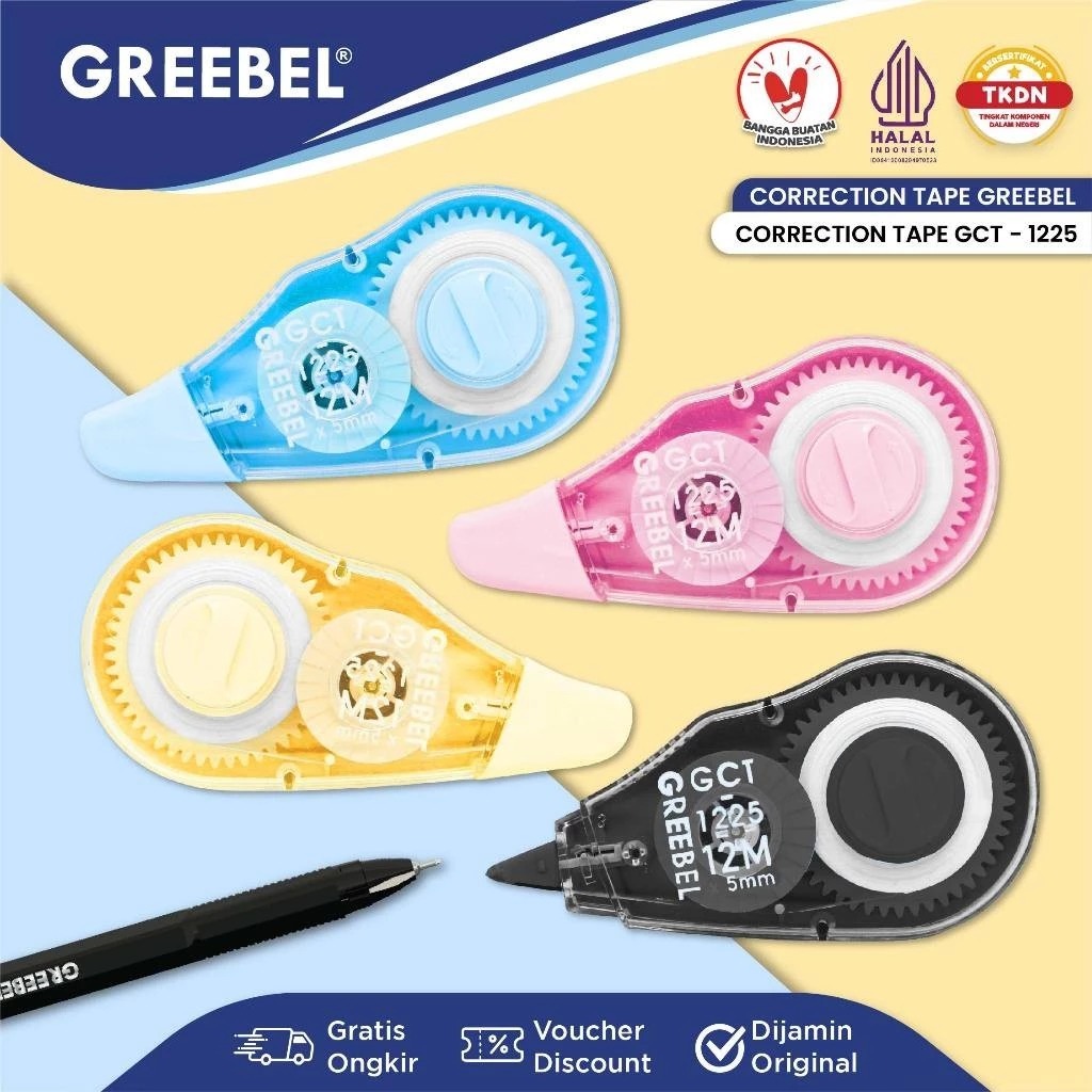 

[GRAND MEDIA] PITA KOREKSI / TIP-EX / TIP-X / CORRECTION TAPE GREEBEL GCT-1225