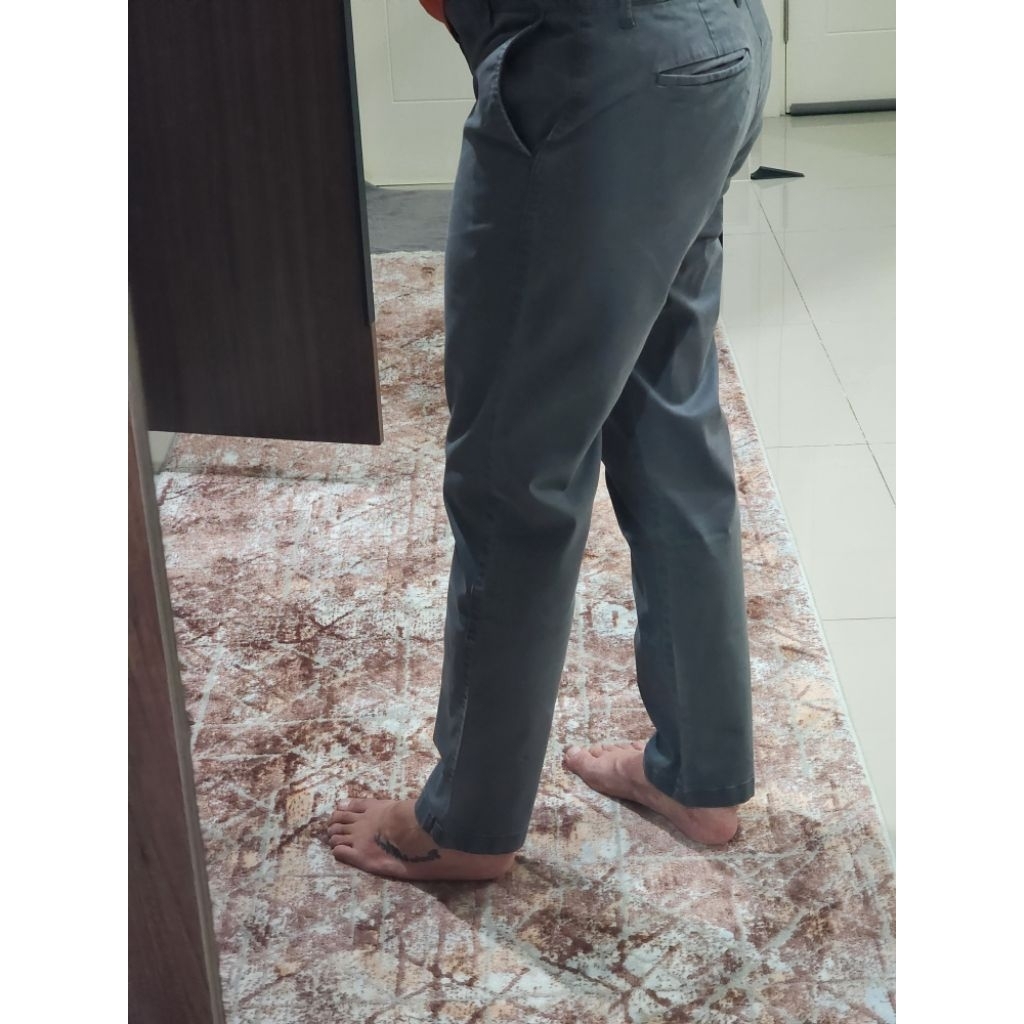 Celana Chino Pria Grey Abu Giordano Original 100% Made in Vietnam, Lingkar Pinggang 82 sd 83 cm, Ope