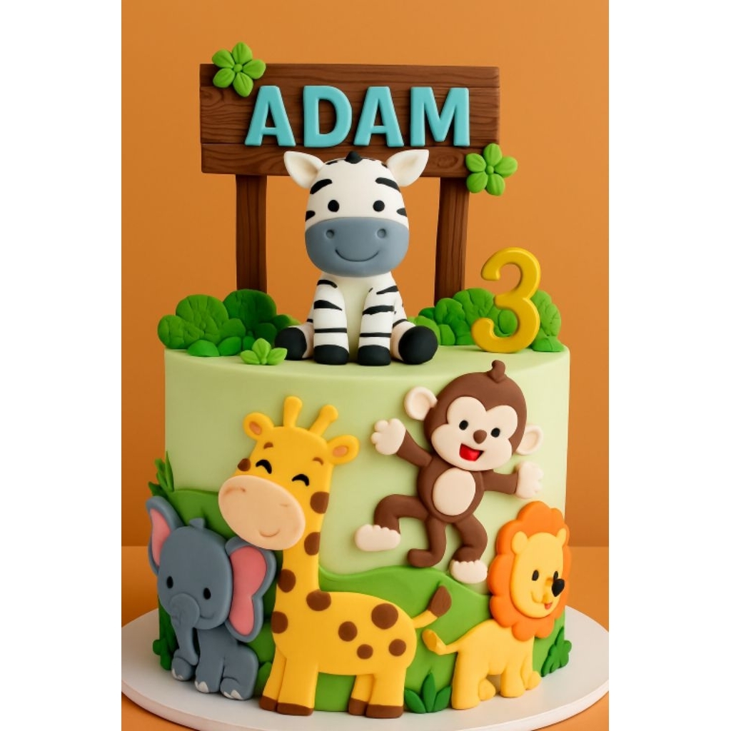 

KUE ULANG TAHUN FONDANT TEMA SAFARY PRE ORDER 5 HARI