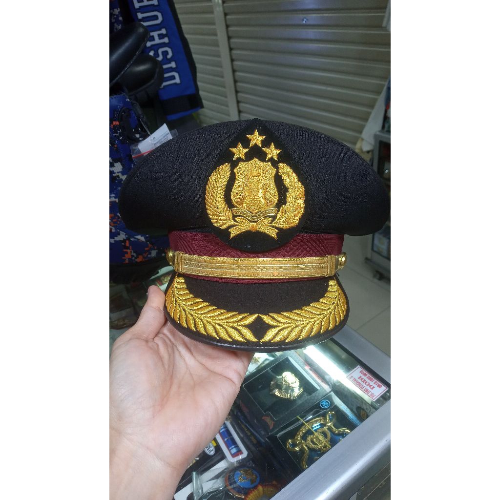 topi pdu coklat pet pamen polri