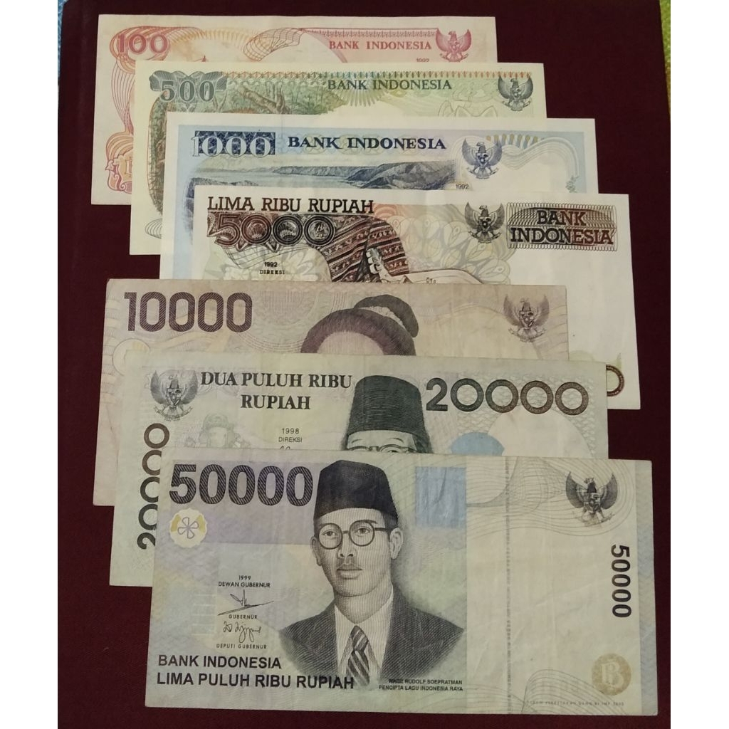 Uang Lawas Indonesia Set Seri Tahun 90 an 7 Lembar