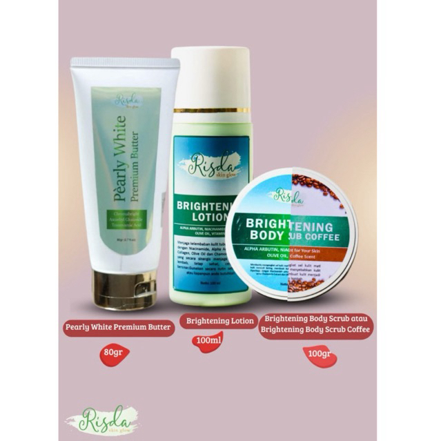 RSD SKIN - PAKET BUNDLING LOTION JADUL + PEARLY WHITE + SCRUB RISDA SKIN GLOW RSD SKINU