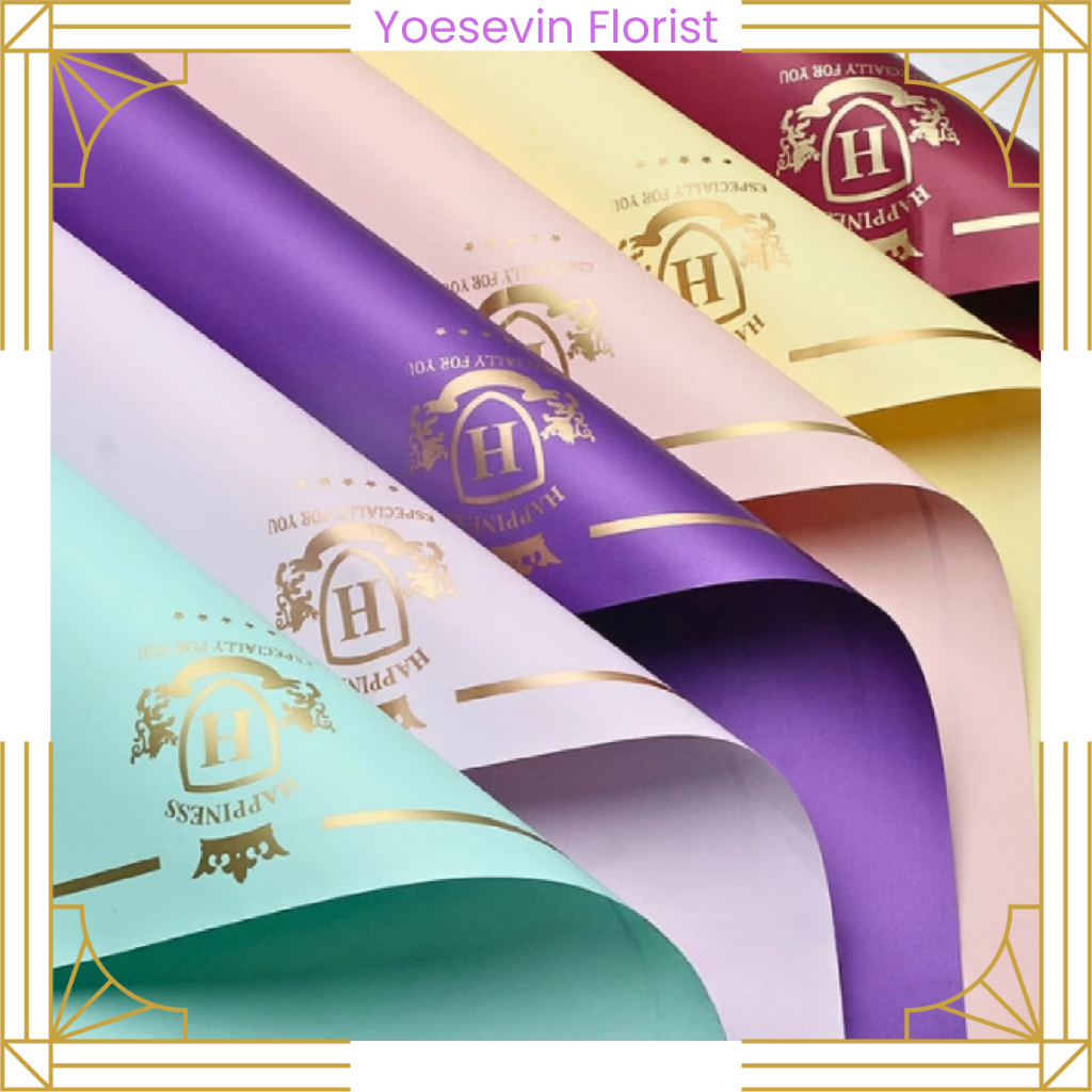 

KB6117 Kertas Buket Crown List Gold Bunga Cellophane Flower Wrapping Paper Solid