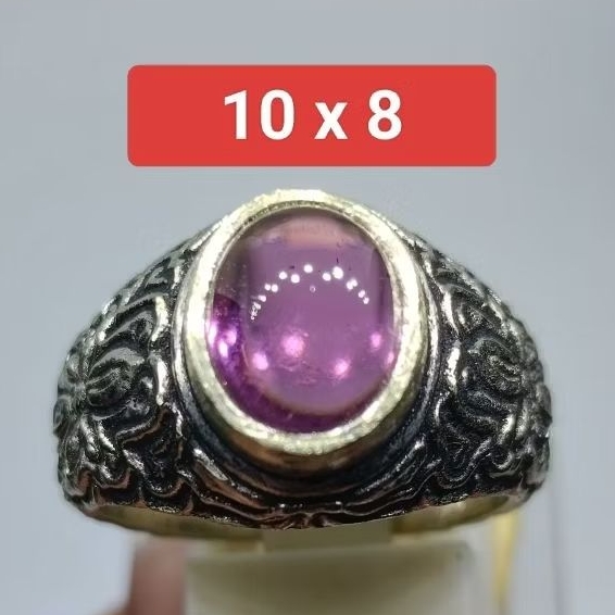 Cincin Batu Akik Amethyst 10 x 8 , Size Kecil