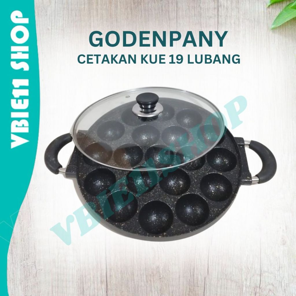 Cetakan Kue / Teflon 19 (Sembilan Belas) Lubang Datar Merek Godenpany Anti Lengket (Cetakan Takoyaki