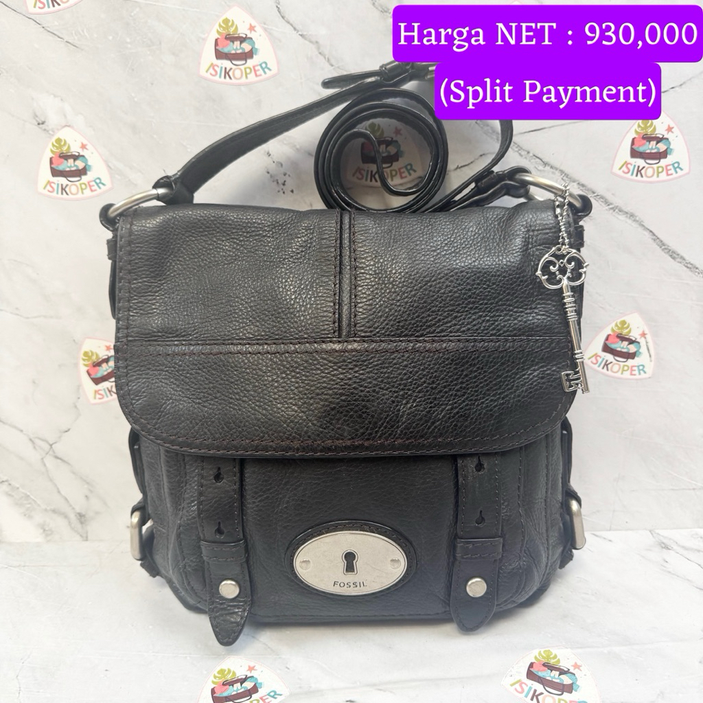 289 NET-Preloved Fossil Maddox Flap Black Hitam (no keyfob)