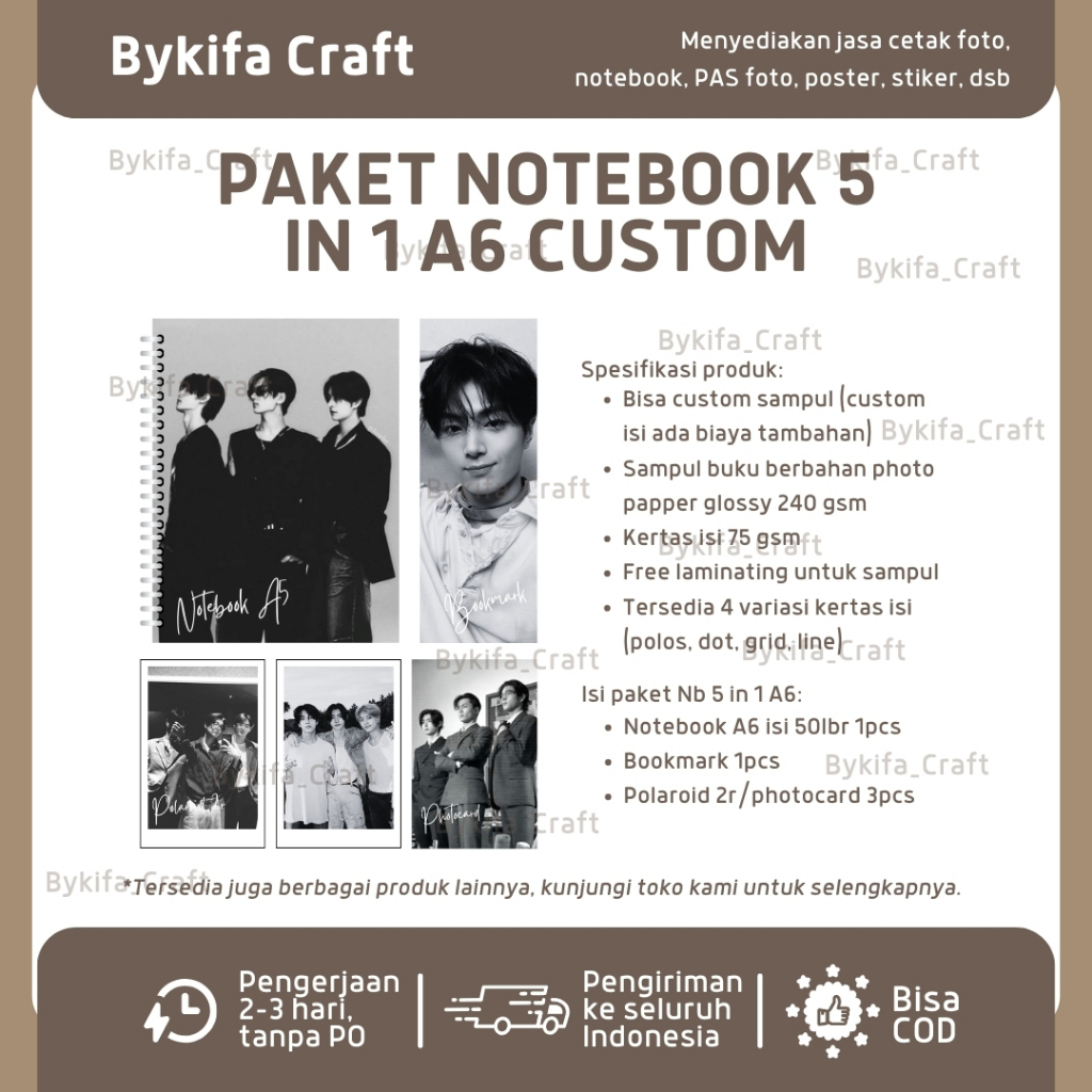 

[BYKIFA] PAKET HEMAT NOTEBOOK 5IN1 A6 CUSTOM