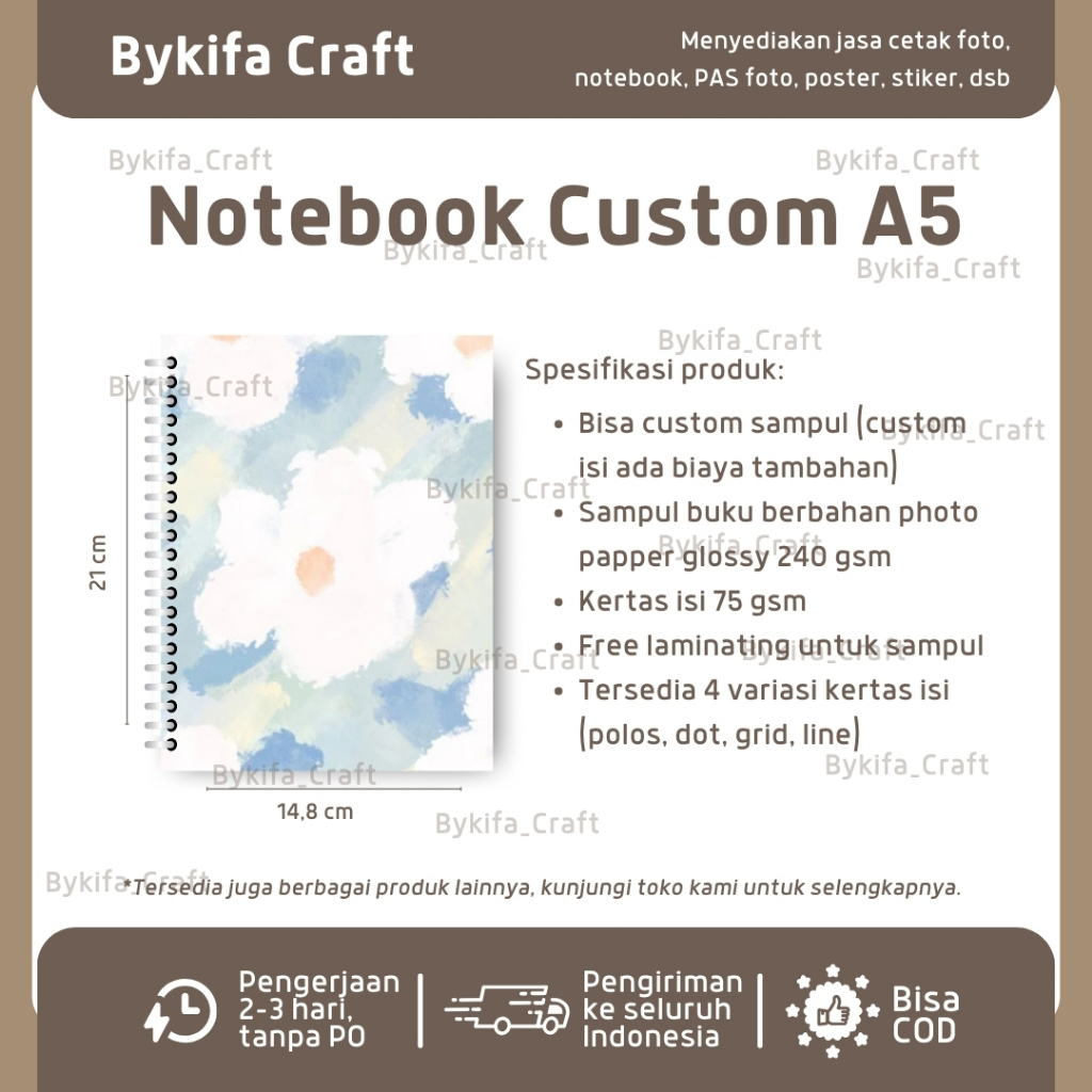 

[BYKIFA] NOTEBOOK SPIRAL CUSTOM A5 ISI 50LBR
