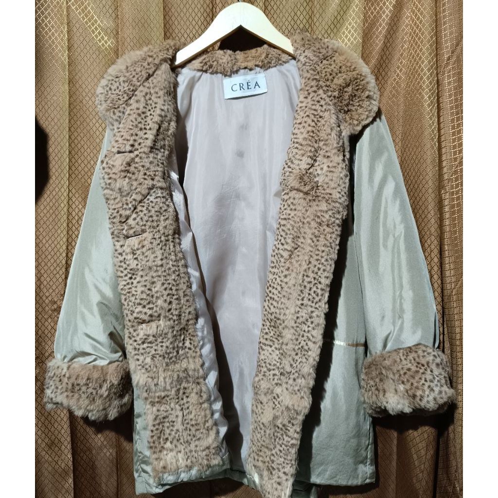 coat bulu motif leopard silk coat fur rabbit fur real rabbit coat sutra bulu kelinci coat winter bul