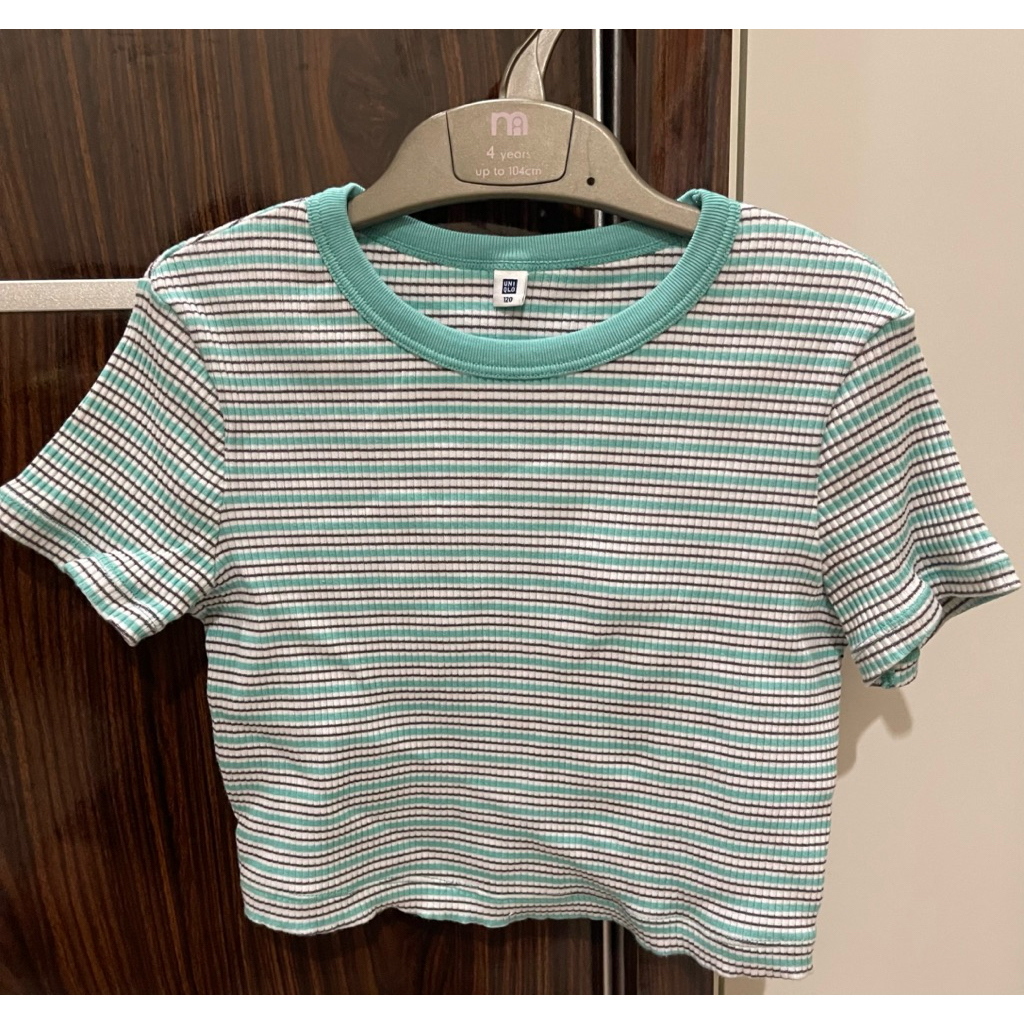 Kaos Anak Uniqlo Original - Stripe Crop Tee Size 120 (Usia ±6-7 Tahun)