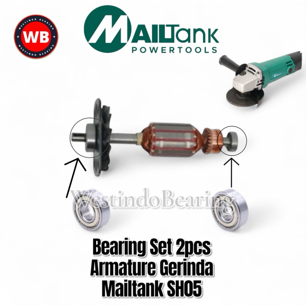 Bearing Set 2pcs Armature Gerinda Mailtank SH05 Laher Laker Lahar Klahar Angker Mesin Gerinda