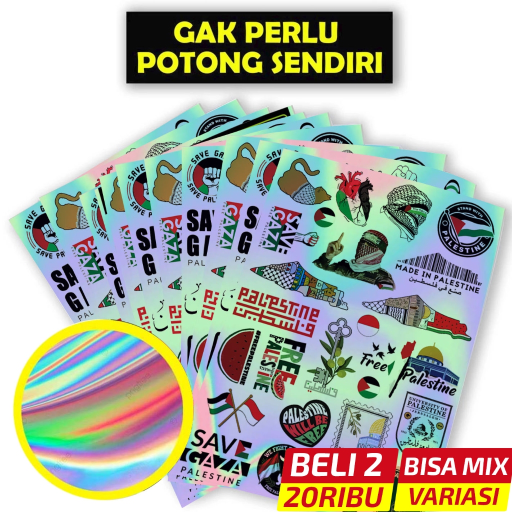 

Stiker Hologram, Sticker Hologram, Stiker Palestina, Free Palestina, Stiker Motor Free Palestina