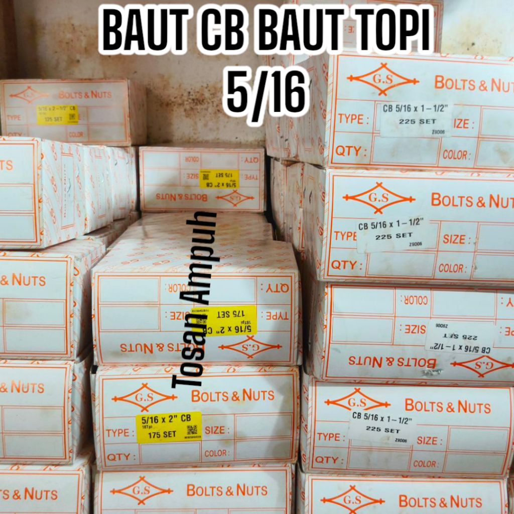 Lukchup_20 [1Dus] Baut Cb Hitam 1/4 5/16 3/8 Baut Payung Hitam Baut Topi Hitam