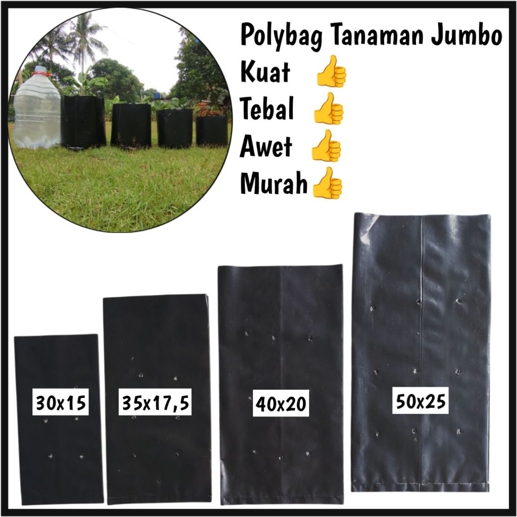 Polibag Ukuran Jumbo Lengkap Kantong Tanaman Polybag Jumbo Plastik Polybag Besar Kuat Tebel Tahan La