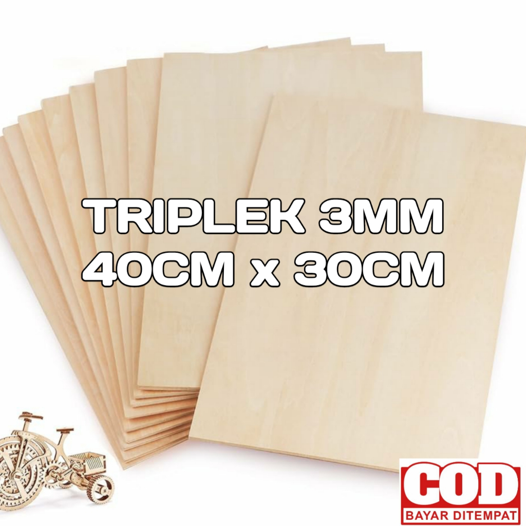 Triplek 3mm ukuran 40 x 30 cm bahan kerajinan kreatif