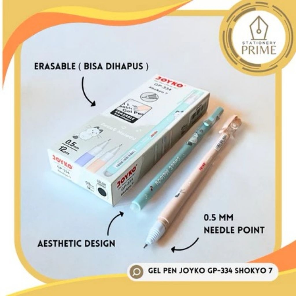 

Erasable Gel Pen Pulpen Hapus Joyko GP-334 Shokyo 7 Gel 0.5 mm